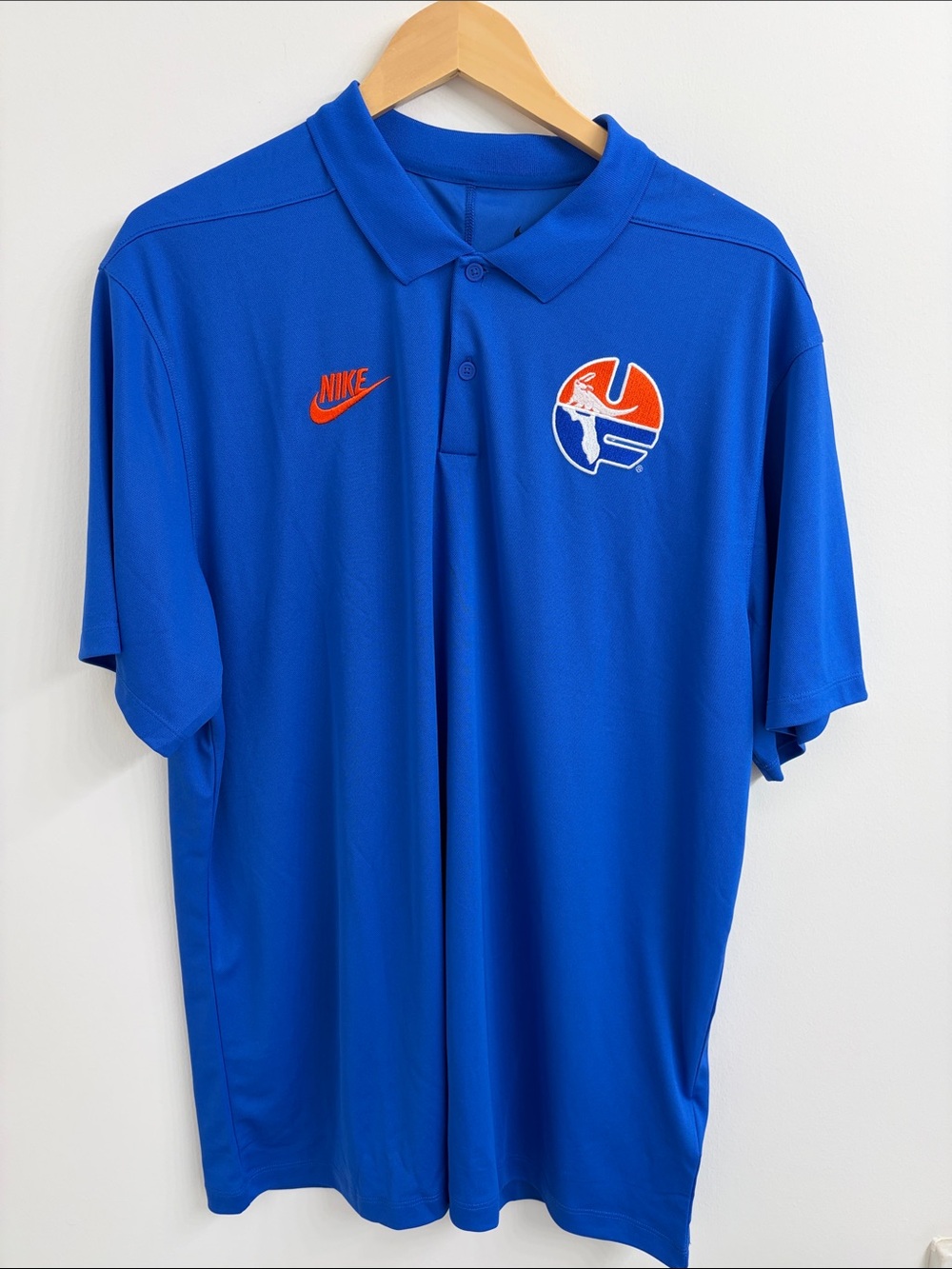 Nike Men’s Florida Gators Bright Blue Polo with Orange Accents